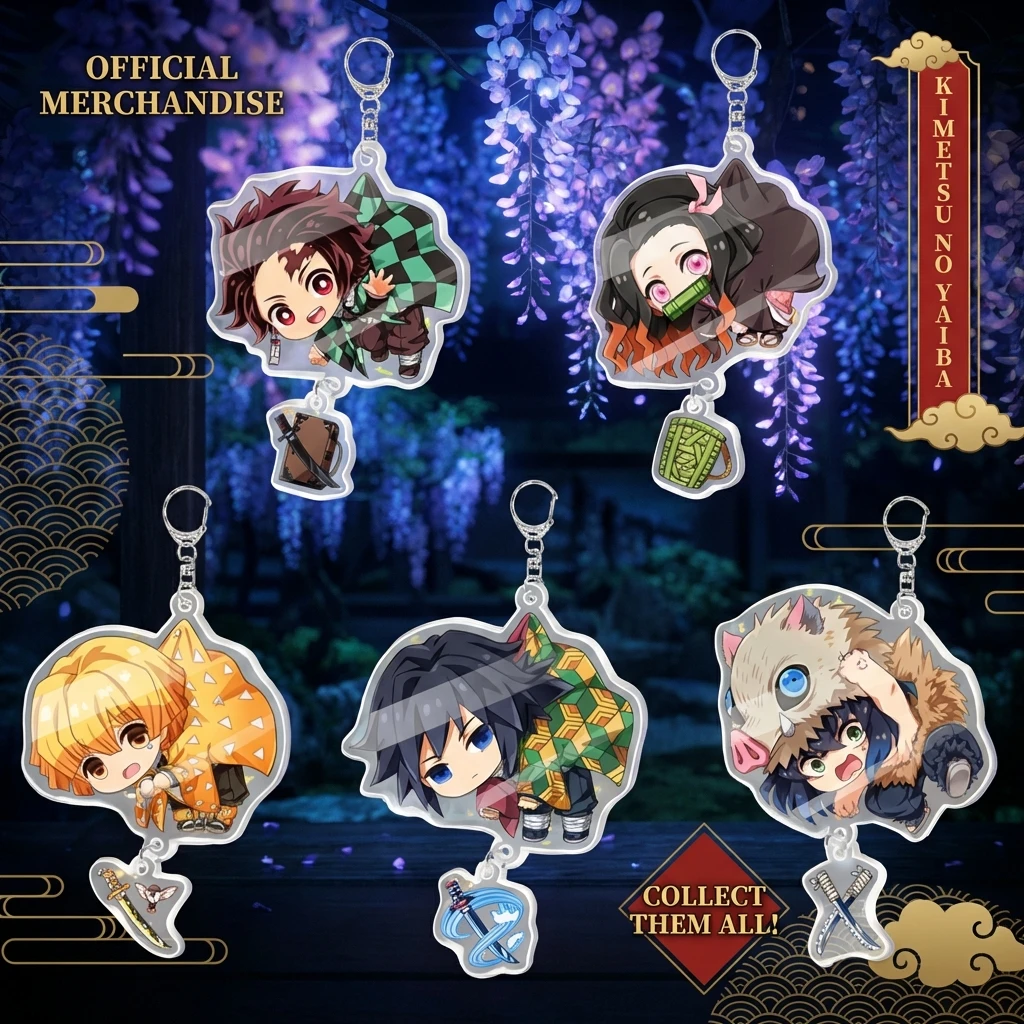 

Demon Slayer Acrylic Keychain Double Sided Transparent Stand Hanging Charm Anime Merchandise Kimetsu No Yaiba Gift for Fans