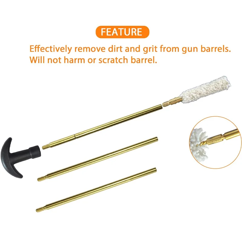 6ชิ้น.38 CAL BORE Mop Gun แปรงทำความสะอาดด้วย8-32เกลียวสำหรับทำความสะอาดปืนไรเฟิล38lr