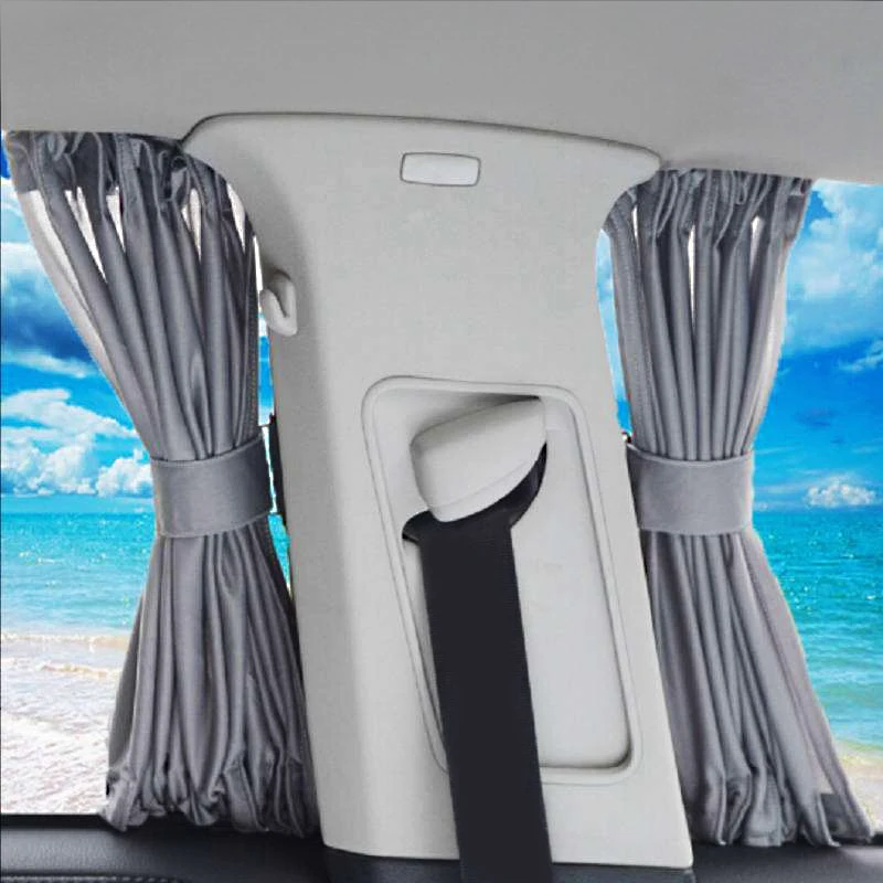 범용 자동차 태양 쉐이드 사이드 윈도우 커튼, 자동 접이식 UV 보호, 순수 천 선 바이저, 블라인드 커버 커튼, 자동차 용품, 2 개