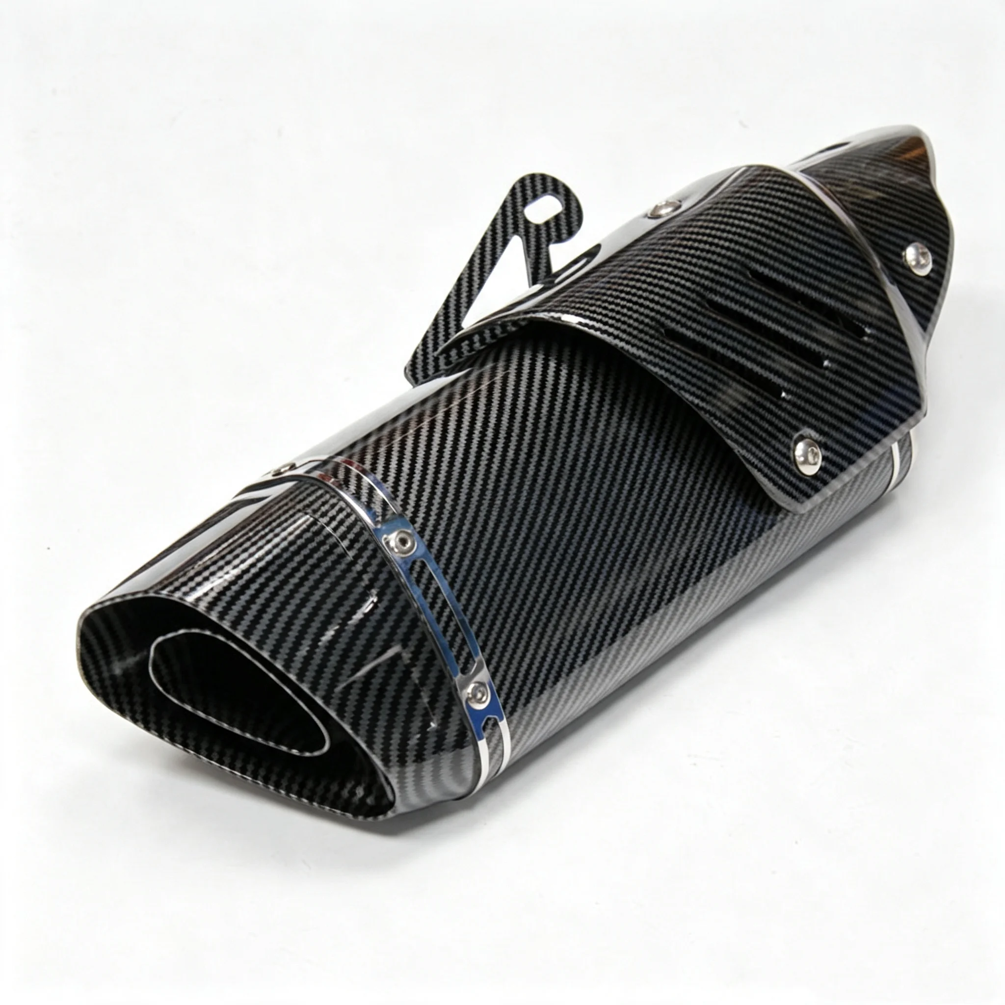 51mm Motorcycle Exhaust Muffler Triangle Bracket Cover Plate Fit R15 V3 Y15 LC135 RS150 Titanium Car‑fiber Pattern Car‑fiber Pat