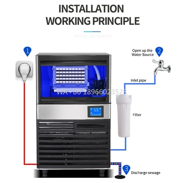 

Cooling Cubed Ice Maker Machine 45kg Small Commercial Air