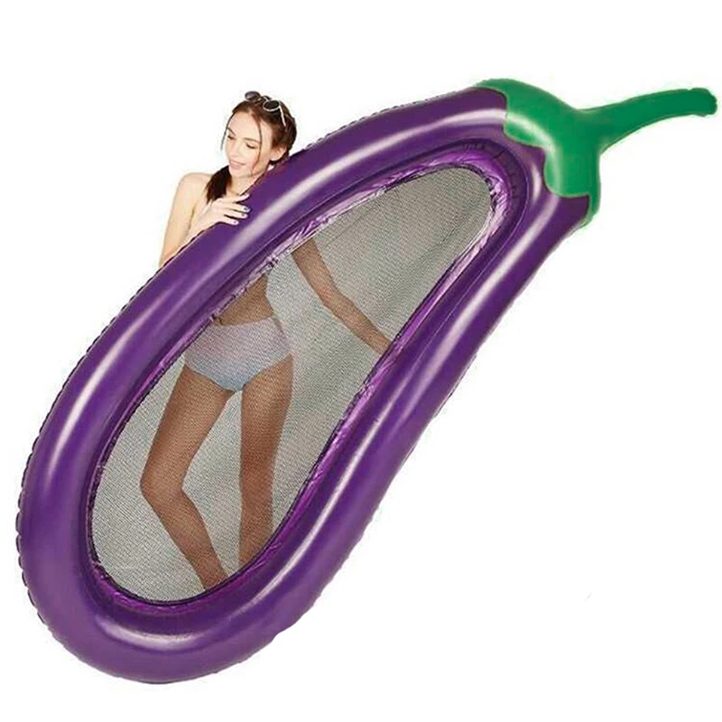 1Pcs 180cm Giant Inflatable Pool Float Eggplant Shape Mattress Swimming Circle For Adult