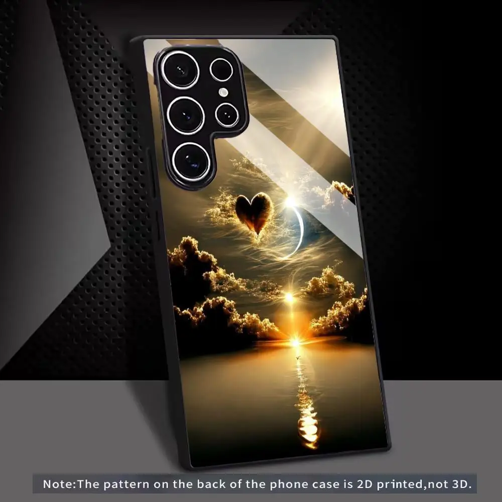 Sunset scenery glass Phone Case For Samsung Galaxy S26 S25 S24 S22 S23 Ultra S21 S20 Plus 5G Non-Slip Full Cover view 5
