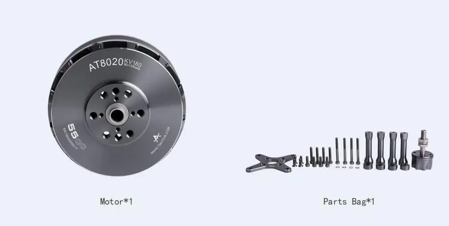 

T-MOTOR AT8020 8020 55CC brushless dc 10-14S 10kg 18kg thrust bldc 5600W motor for 40kg vtol uav fix-wing multicopter drone