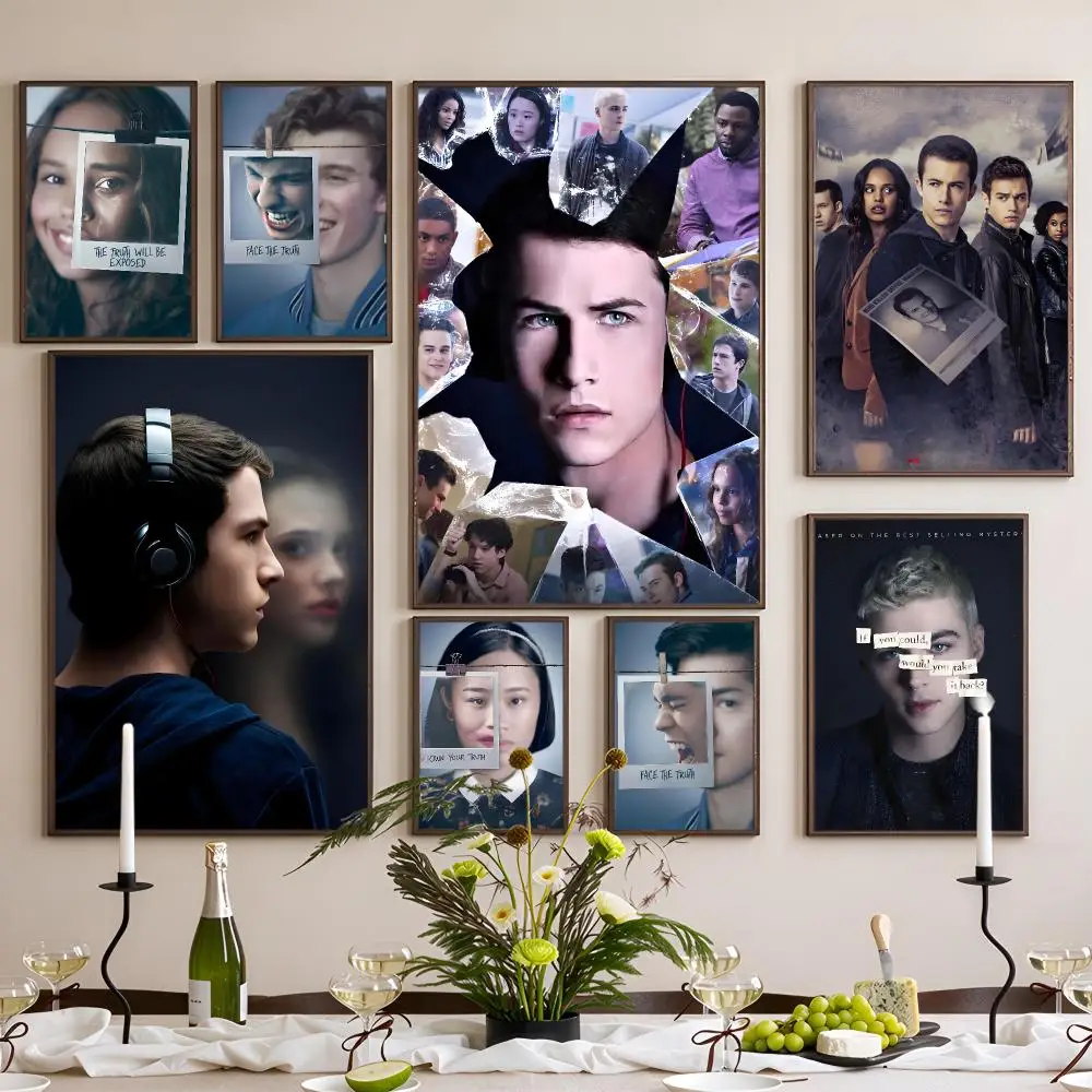 Series Teen Drama 13 Reasons Why Poster Waterproof Self-Adhesive Wall Art Poster for Bedroom, Dorm, Cafe Decor and Gifts