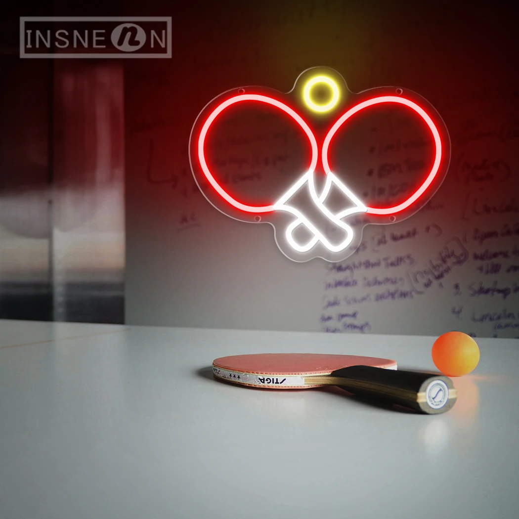 Insegne al neon da ping pong Insegna commerciale a LED per luci al neon per la decorazione della parete della stanza della gioventù del club di ping pong della palestra dello stadio