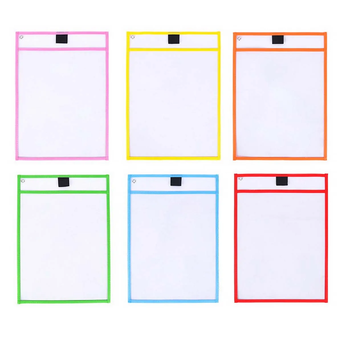 6-Color Reusable Dry Erase File Bags with Writing Practice Wipeable 6-Color Whiteboard Pen And 1 Random Color  Eraser Set image 4