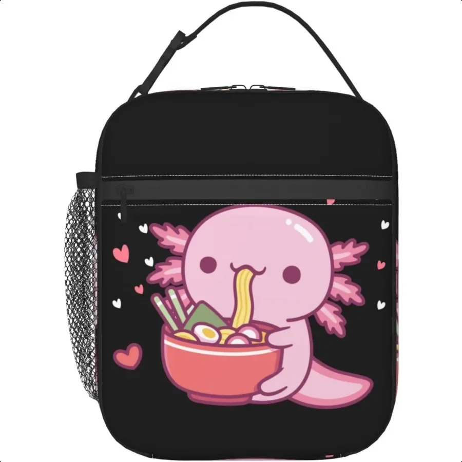

Insulated Lunch Box for Girls Axolotl Lunch Bag for WorkPicnic School Travel Hiking Beach or Fishing Polyester Axolotl Eat Rame
