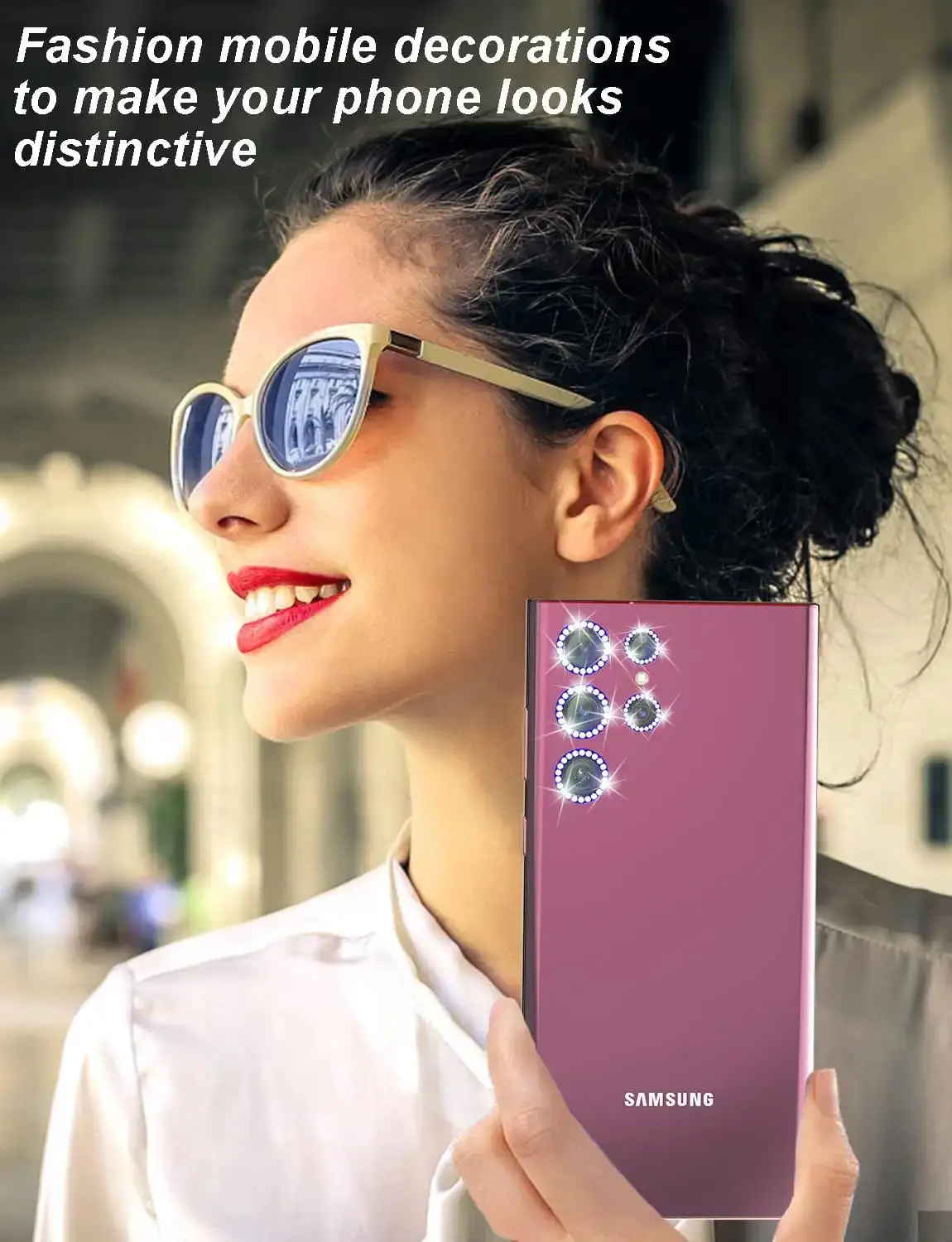 แหวนโลหะเพชรเลนส์กล้องสําหรับSamsung Galaxy S22 S23 S24 S25 Plus UltraสําหรับGalaxy S23 S24 S25 ฝาครอบเลนส์แก้ว