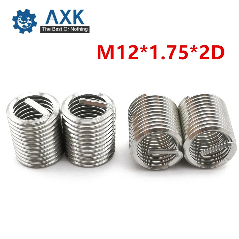 

20Pcs M12*1.75*2D Screw Thread Insert A2 Stainless Steel 304 Fasteners Repair Tools Kit Coiled Wire Helical Screw Sleeve Set