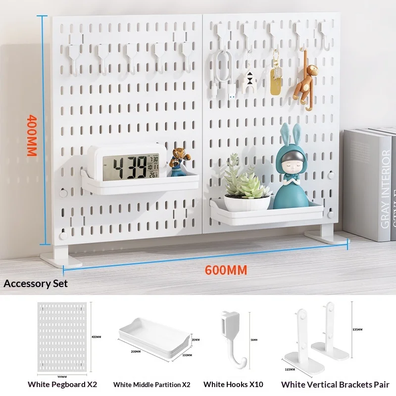 No Drill Clamp Mount Vertical Desktop Pegboard Desk Organizer Office Divider Accessory Storage Board White Black Pro Panel view 6