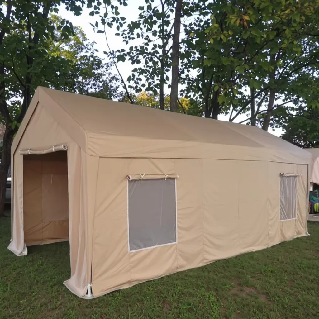 All-Weather 3*6m Vehicle Shelter Heavy Duty Metal Frame Carport Canopy with Removable Polyester Walls & Doorspromote sales