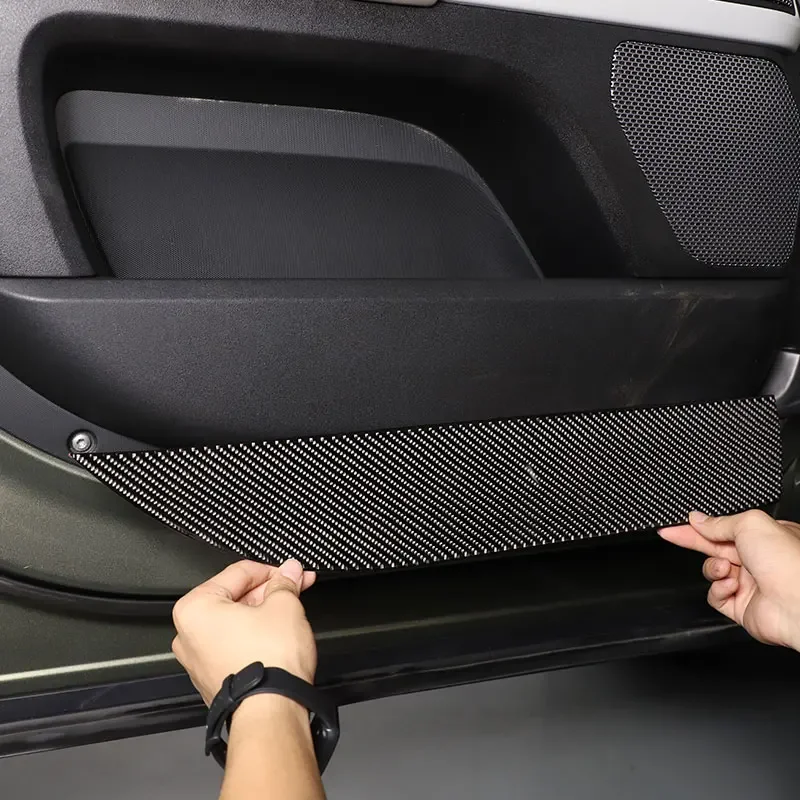 

For Land Rover Defender 90 110 130 2020-24 Soft Carbon Fiber Car Front Door Anti-kick Panel Cover Trim Stickers Car Accessories