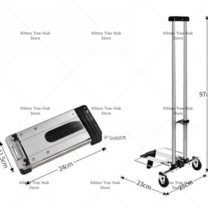 Foldable portable trolley Mini grocery shopping cart Home overtime travel business trip luggage trolley cart