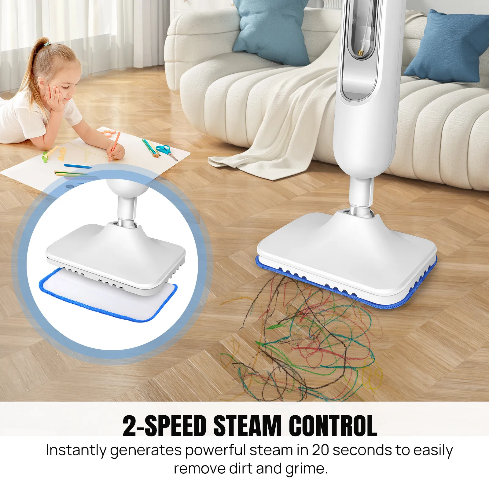 Steam Mop Cleaner for Home, High Temperature Steam Cleaner Air Conditioning Kitchen Cleaning Machine Steam Mop for All Floors
