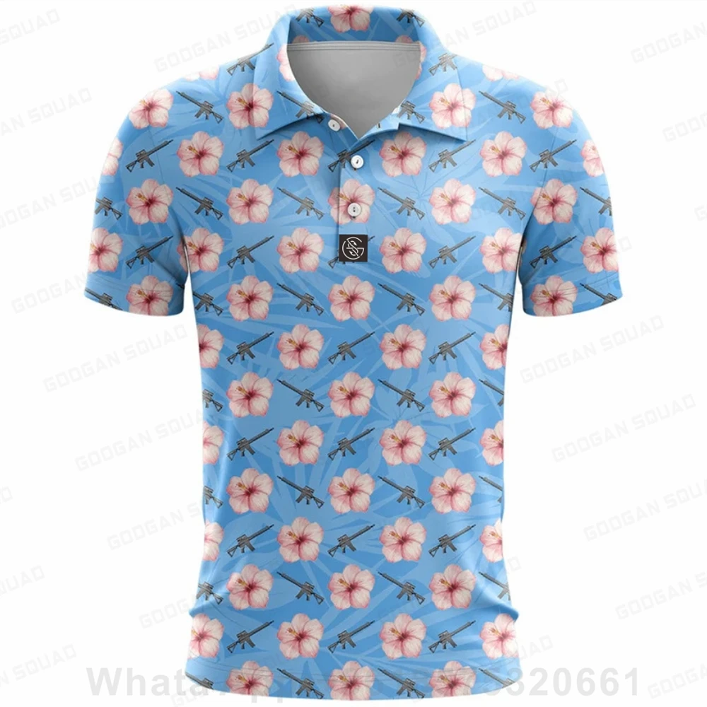 Camisa polo confortável à moda dos homens camisa de golfe esporte pesca náutica manga curta camiseta impressa clássico lapela botões roupas