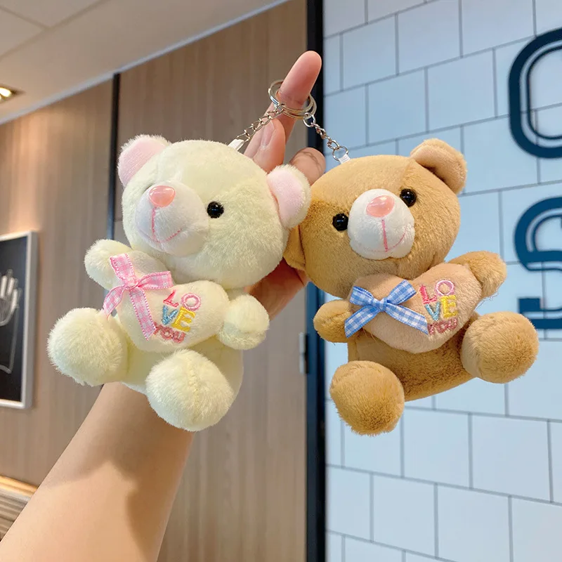Hot Sale 12CM Kawaii Small Teddy Bears Plush Toys Stuffed Animals Fluffy Bear Dolls Soft Kids Toys Small Pendant Keychains