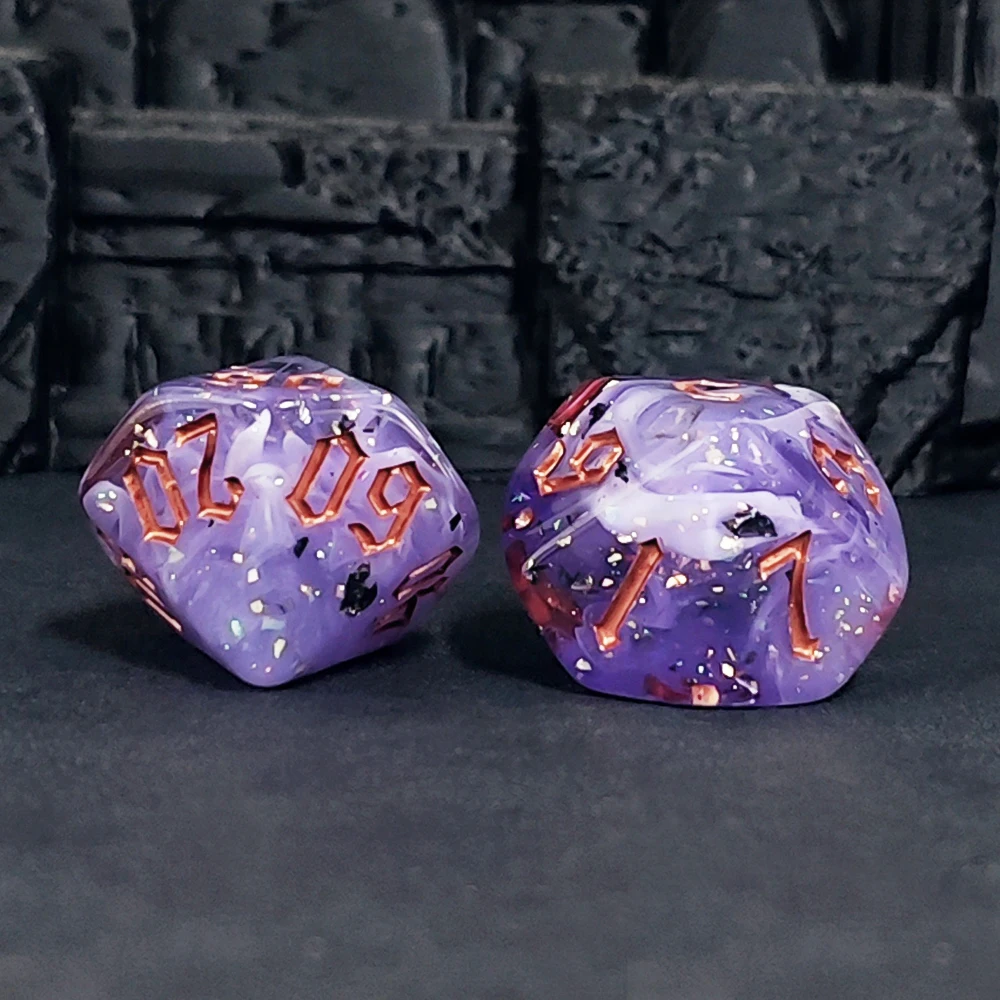 Glittery Purple Swirl with Obsidian Flakes Resin Dice Set Board Games DND RPG MTG Role-playing Dice Set 7Pcs/set Digital Dice view 5