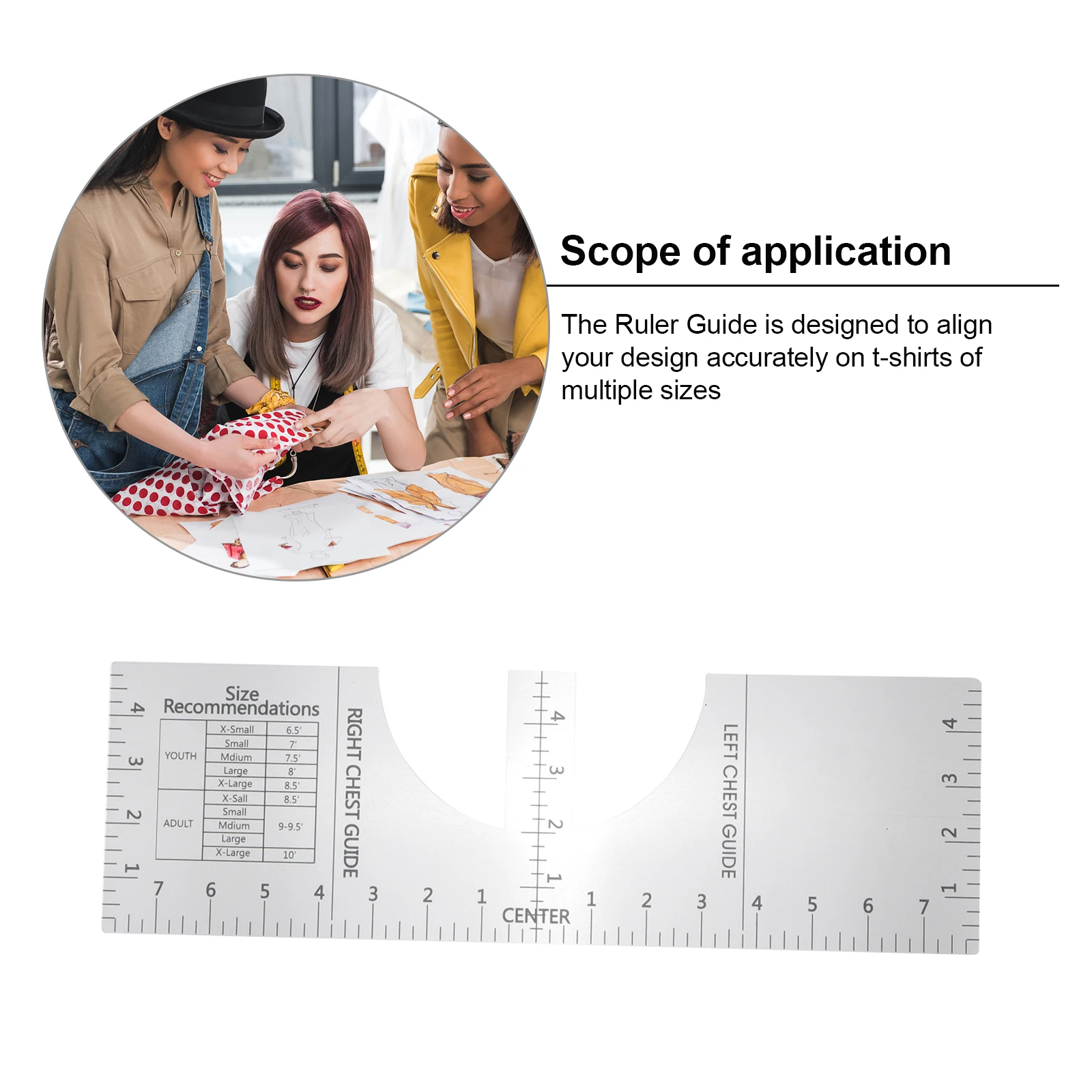 

Round Neck Ruler Clear Guide Tshirt Alignment Tool Shirts Vinyl Quilting Sewing Accessories Acrylic TShirt Ruler Transparent