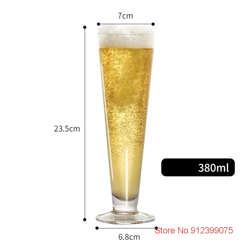 380ml Large Capacity Beer Mug Graduated Cylinder Pilsner Glass Tall Big Champagne Flute Restaurant Craft Brew Stout Cocktail Cup