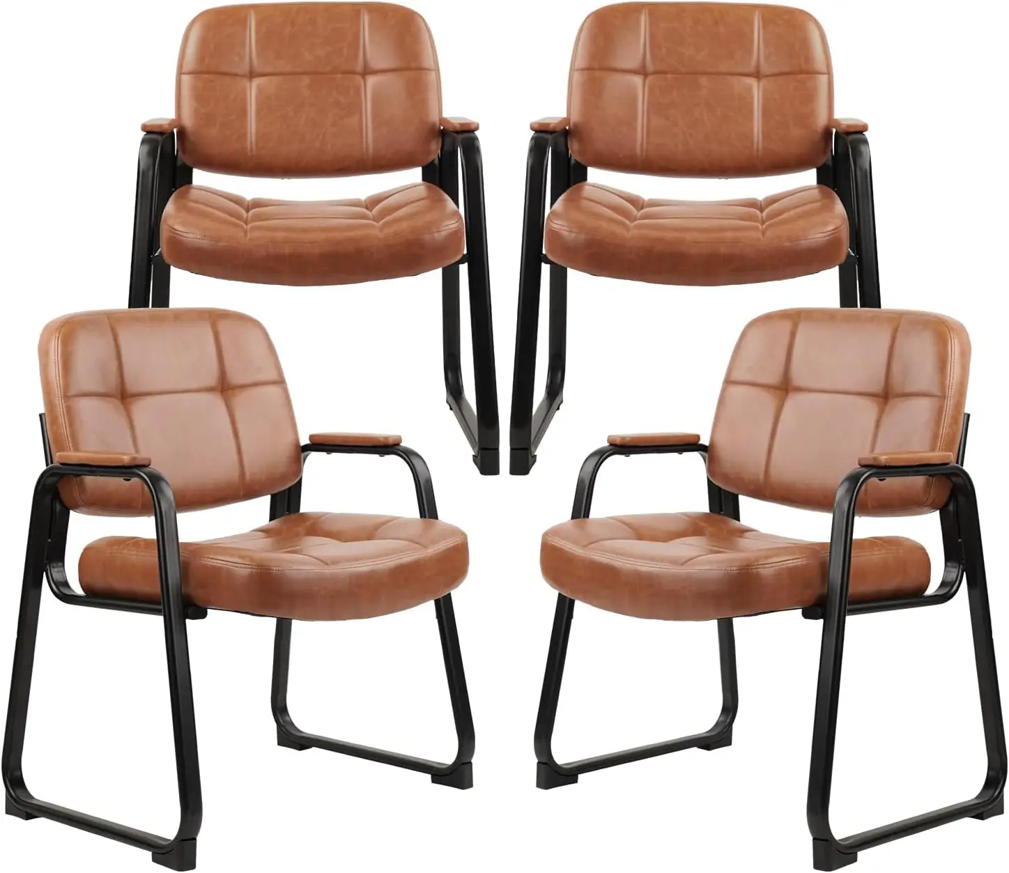 

Кресло для гостей Big & Tall (до 227 кг) для зала ожидания, с мягкими подлокотниками и полозьевой основой, кожаное, стационарное, без колесиков