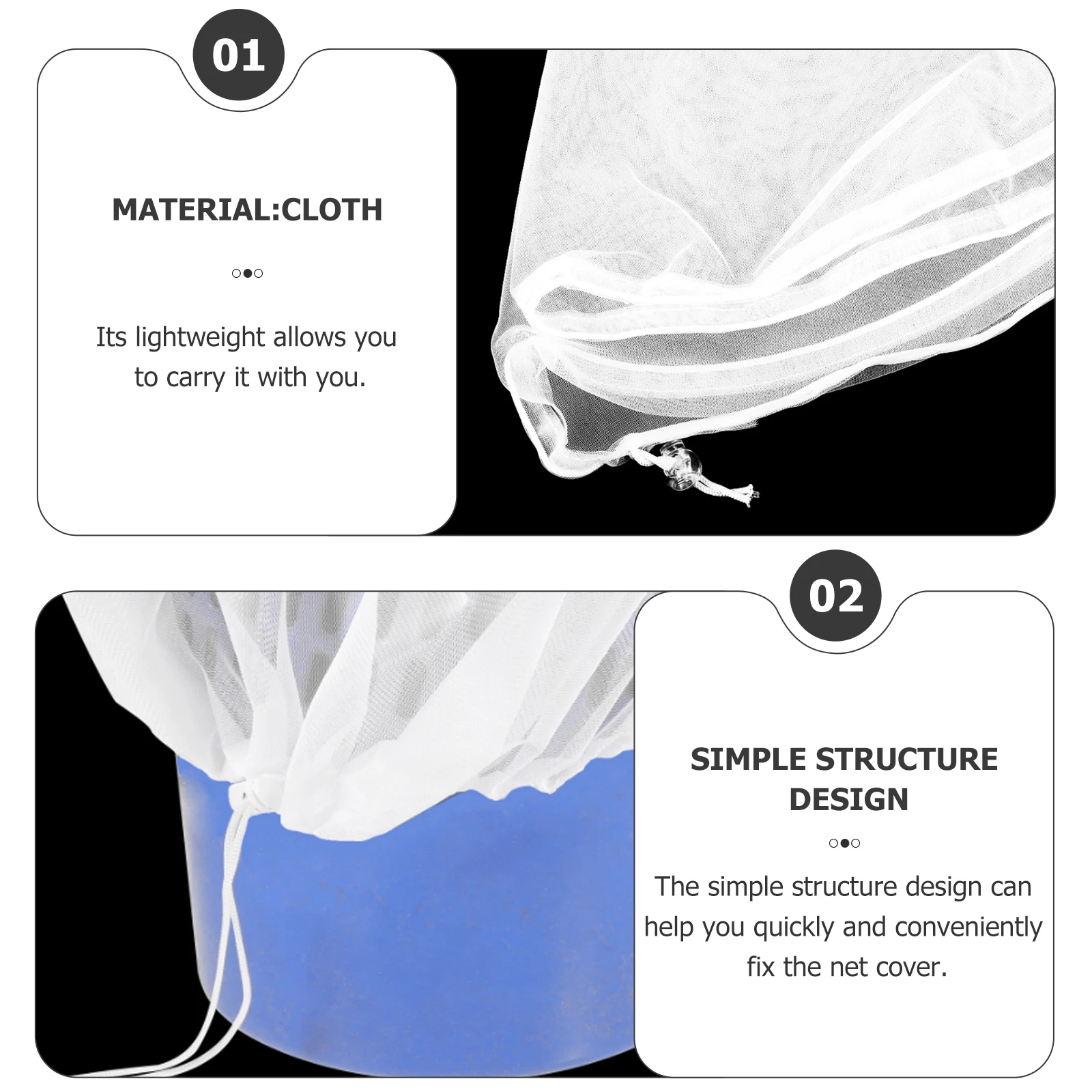 

Rain Barrel White Protective 80cm Protective Bucket Cover Diameter Mesh Net Cover Prevent Leaves Insects Garden Supplies