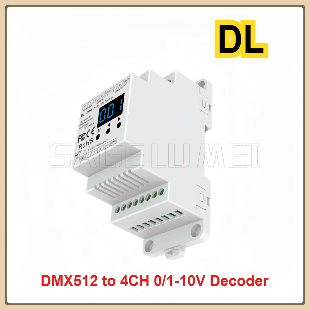 

DC12-24V DL DMX в 4CH 0/1-10V преобразователь сигналов DMX512 декодер 4 канала с цифровым сигналом дисплея для световой ленты RGB/RGBW