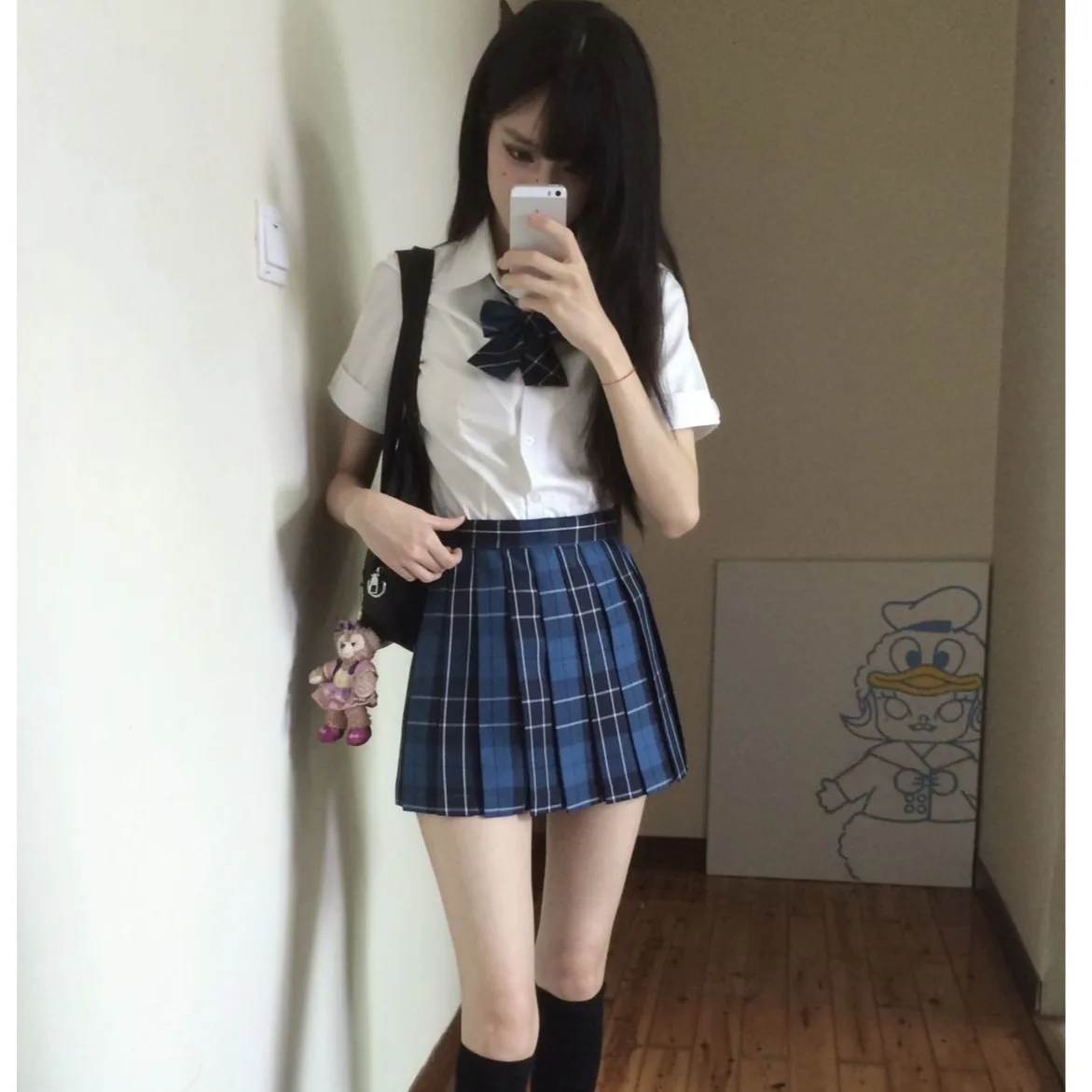 

Женский комплект ort Sve irt и юбка больших размеров, летний школьный комплект, белый цвет с застежкой на талии JK orm Polyester Blend