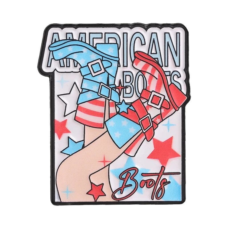 American Boots Star Spangled Cowgirl Enamel Pin Retro Fashion Badge Brooch for USA Independence Day Backpack Lapel Jewelry Gift