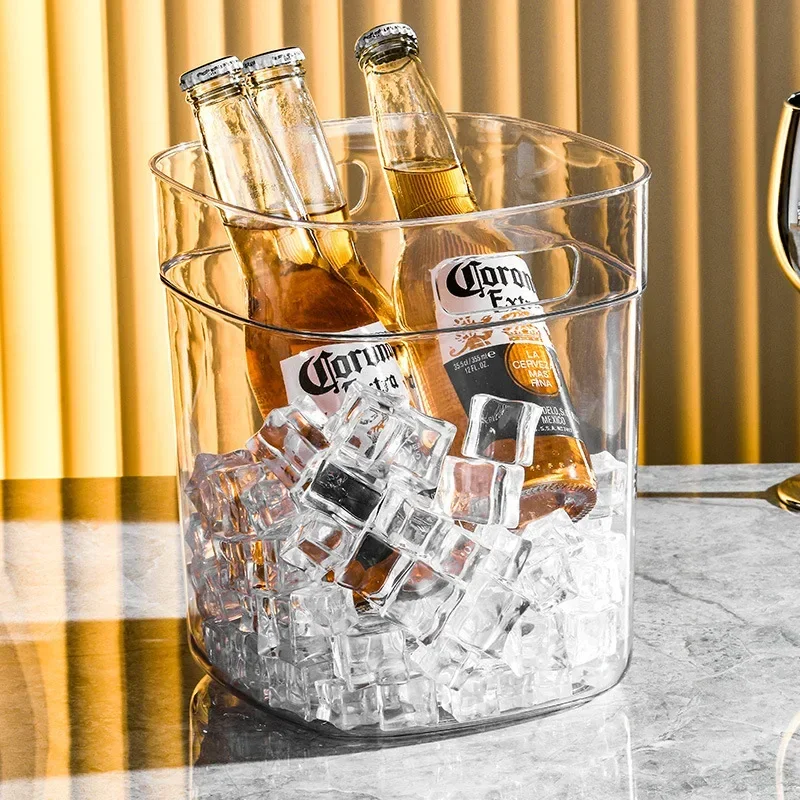 Cubo de Hielo Portátil de PET, Cubo de Hielo Comercial para Bares, KTV y Restaurantes, Cubo de Hielo Transparente de Plástico para Champaña