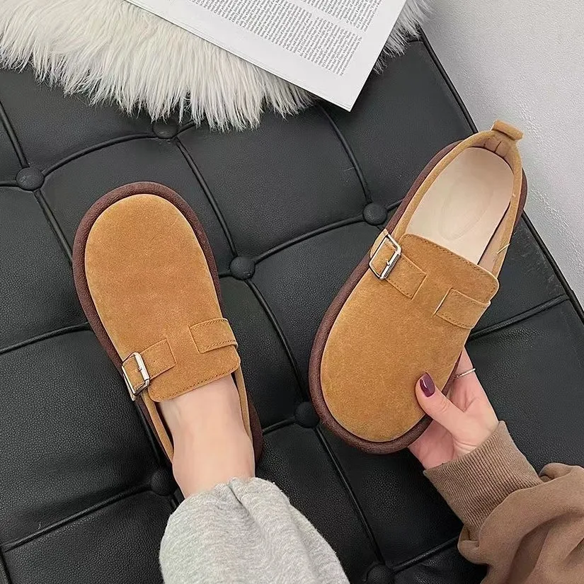 Versatile Boken Shoes for Female Students Spring and Autumn New Style Retro One Foot Soft soled Anti slip Bread Shoes