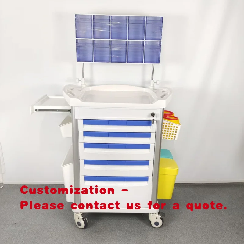 custom.Hospital Cheap Hot Sell Medical ABS Plastic Mobile Emergency Trolley Crash Cart Resuscitation
