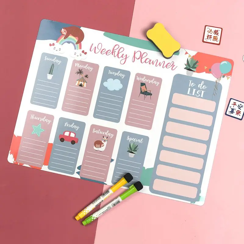 Magnetic Weekly Planner Board Fridge Magnetic Erasable Whiteboard Message Board Planner Calendar For Notes Message Drawing