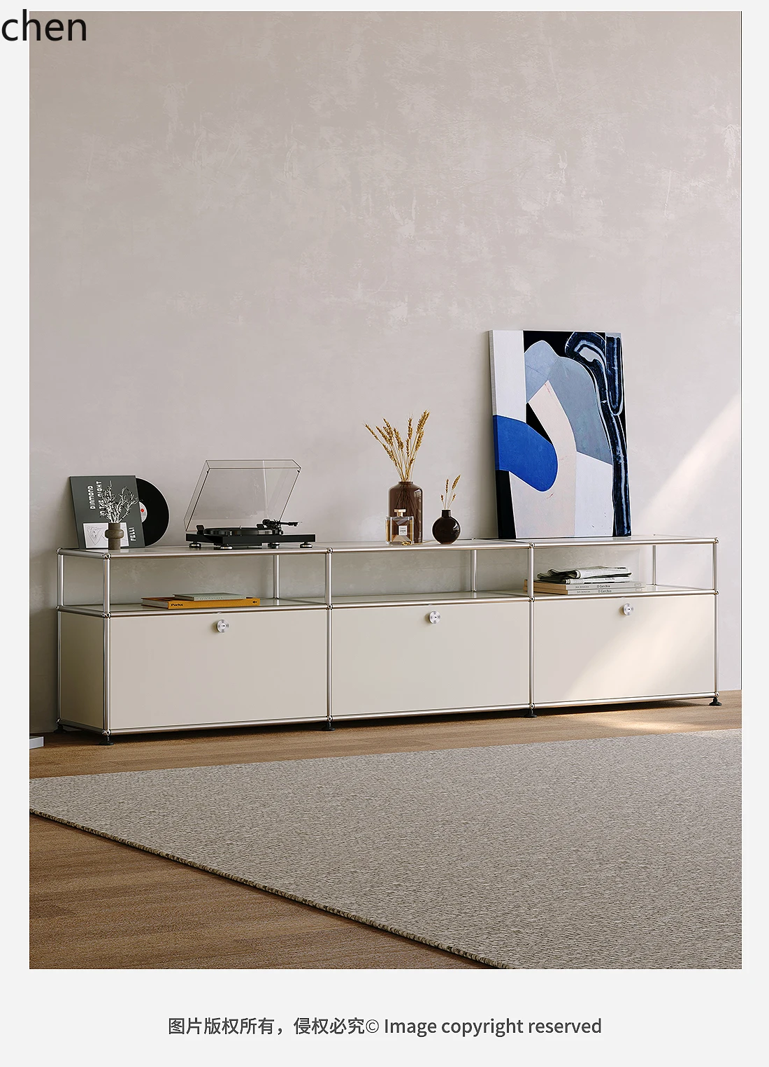 

QZT combination TV living room stainless steel TV cabinet home decoration accessories