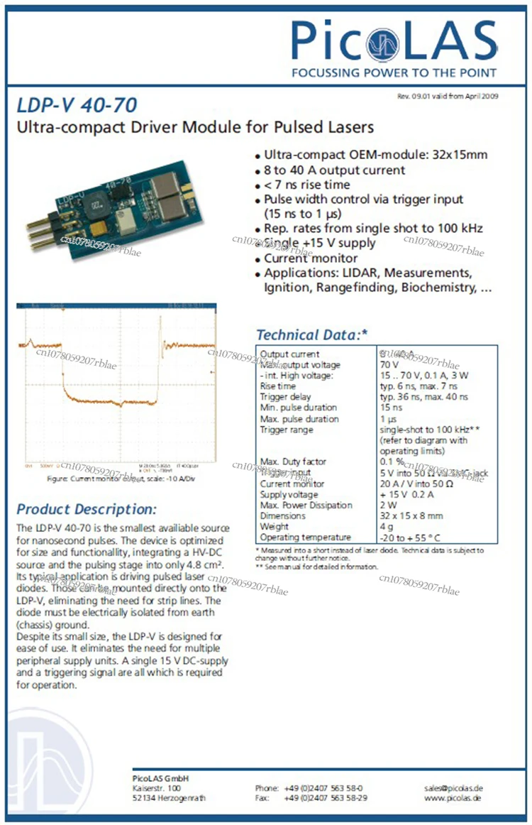 LDP-V 40-70 Pulse Laser Diode Driver Board