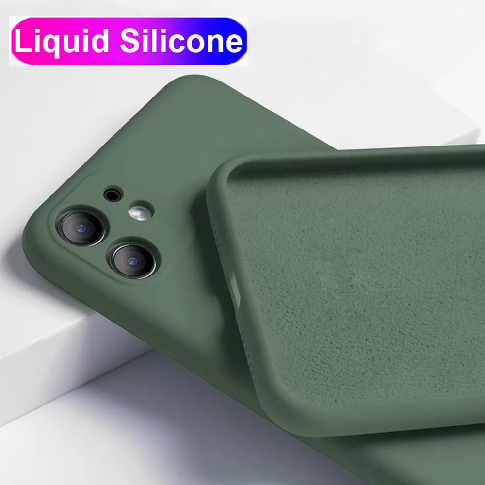 Liquid Silicone Cases For iPhone 13 12 11 Pro Max X XS XR 7 8 6s Plus SE 2020 Shockproof Cover on iPhone 13 Mini 11 Pro Max Case