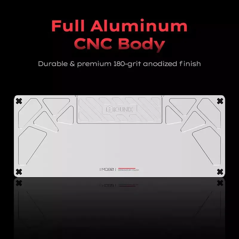 Iqunix Mq80 لوحة مفاتيح ميكانيكية رفيعة للغاية ثلاثية الوضع باستخدام الحاسب الآلي الألومنيوم الأنود قابلة للتبديل السريع Rgb لوحة مفاتيح ألعاب مكتبية مريحة