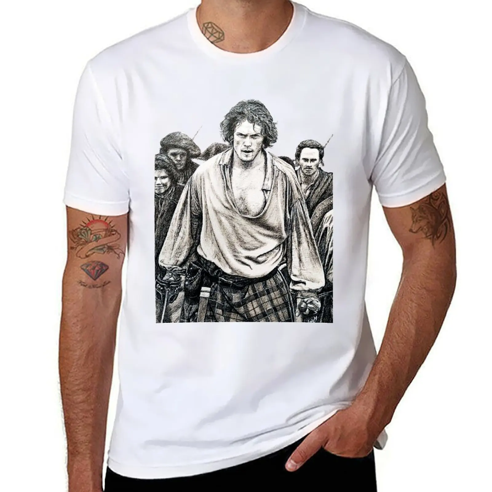 

The battle of Culloden, original artwork, b&w (Outlander) T-Shirt man t shirts for men T-Shirt