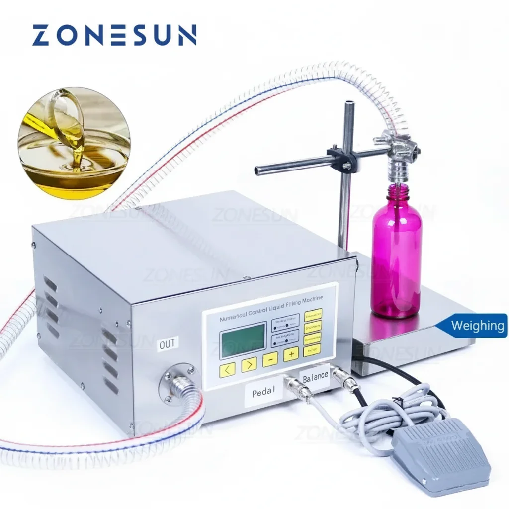

ZONESUN ZS-GP631 Полуавтоматическая машина для взвешивания и наполнения зубчатым насосом для смазки, съедобных и эфирных масел