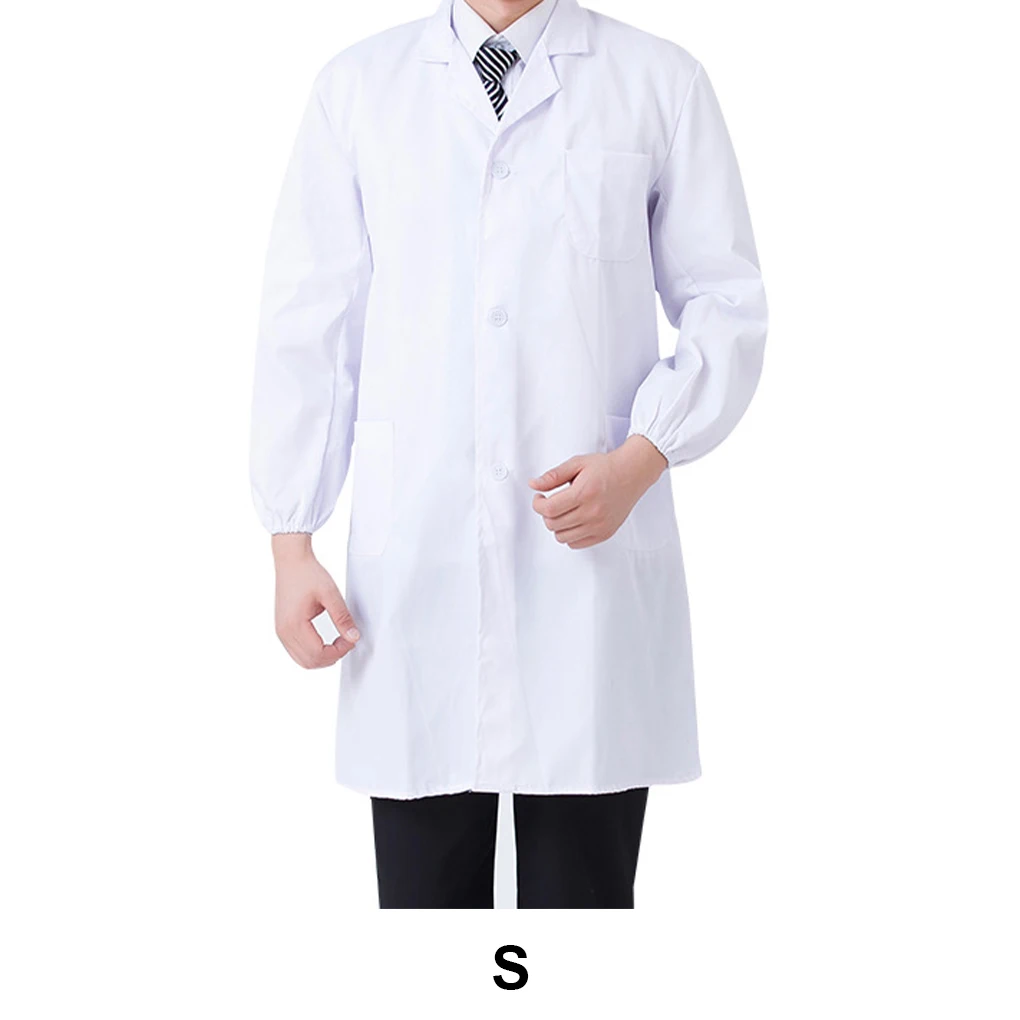 Laboratory Coat Buttons Down Long Sleeve Beauty School Notched Lapel Work Clothes Section Dustproof  Long Sleeve S