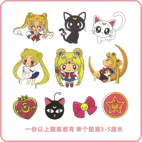 Sailor Moon Tattoo Sticker Animation Cartoons Lasting Charm Adorable Young Girl In Colorful Attire Paster