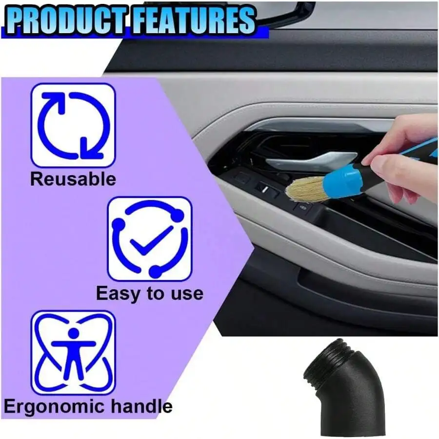 3PCS Car Detailing Brush Set, Soft Boars Hair No - Scratch Automotive Cleaning Brushes, Car Interior Exterior Dusting Brush