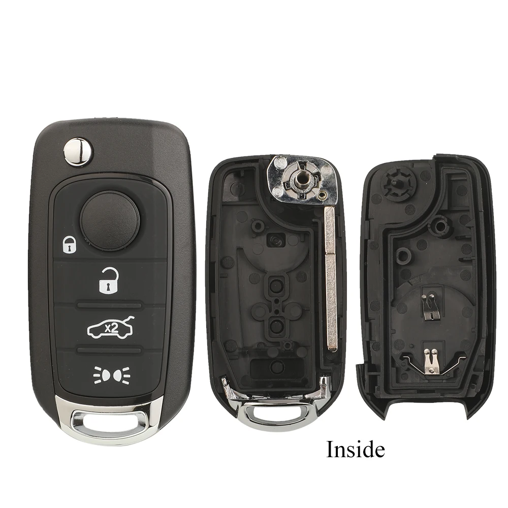jingyuqin for Fiat Egea 500X 2016-2020 Flip Remote Car Key Shell 3/4Buttons Replacement Housing Case