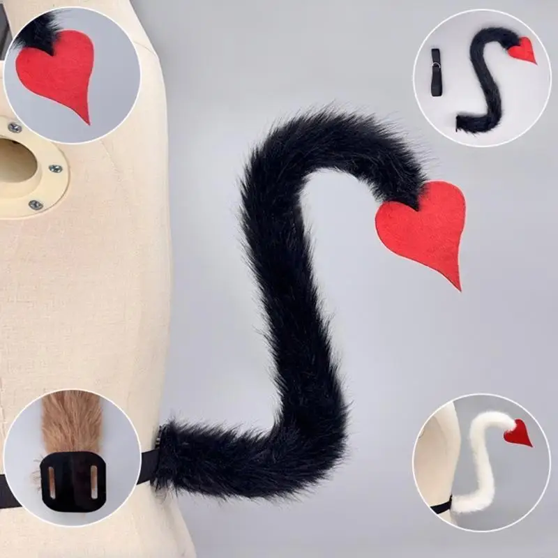 2025 Neue 1/2pcs Yak Ohren und Schwanz -Set Tier Yak Kostüm Set Yak Ohren Stirnband Yak Tail Halloween Cosplay -Kostüme für