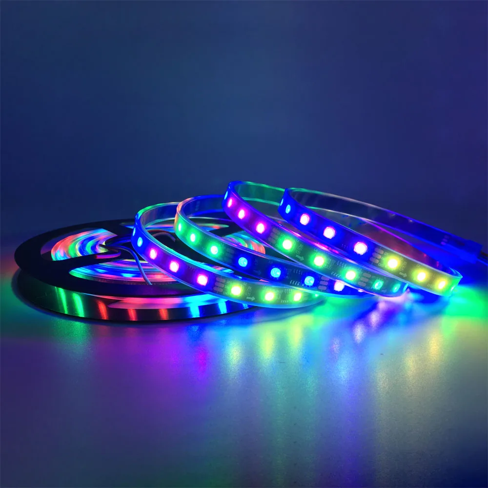 Imagem -05 - Rgb Conduziu a Luz de Tira 5050smd Endereçável 30 48 60leds m Tira Conduzida Externo ic Controle Leds Dc12v Ws2811