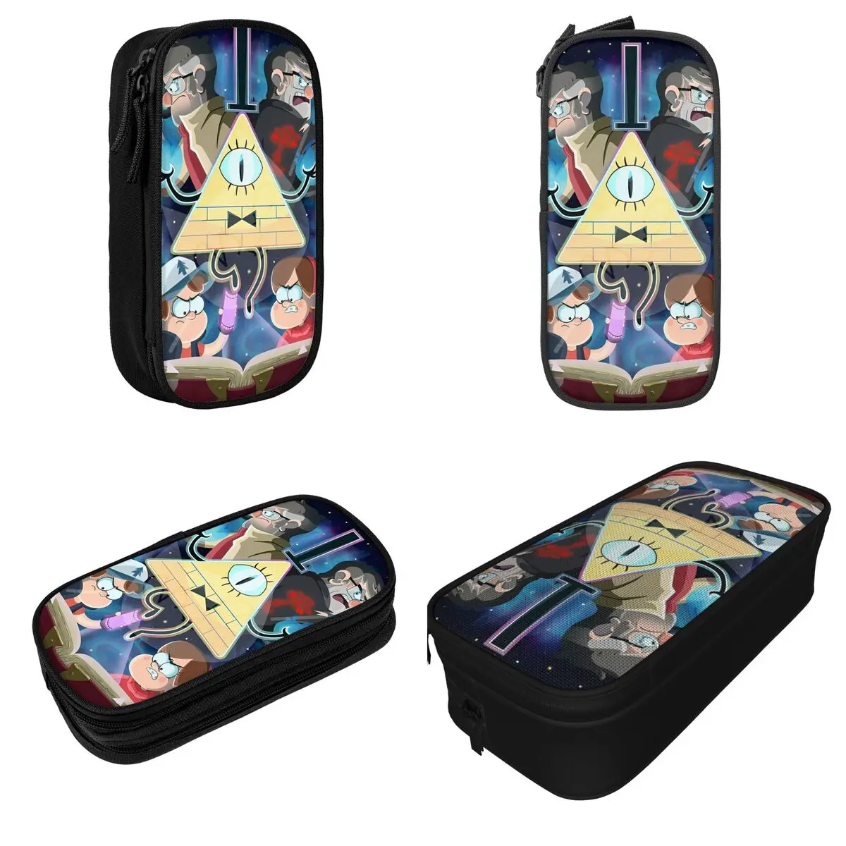 Imagem -02 - Estojo de Lápis Anime com Zíper para Crianças Porta-canetas Grandes Bolsas de Armazenamento Gravidade Gatinho Bill Cipher Material Escolar Lápis