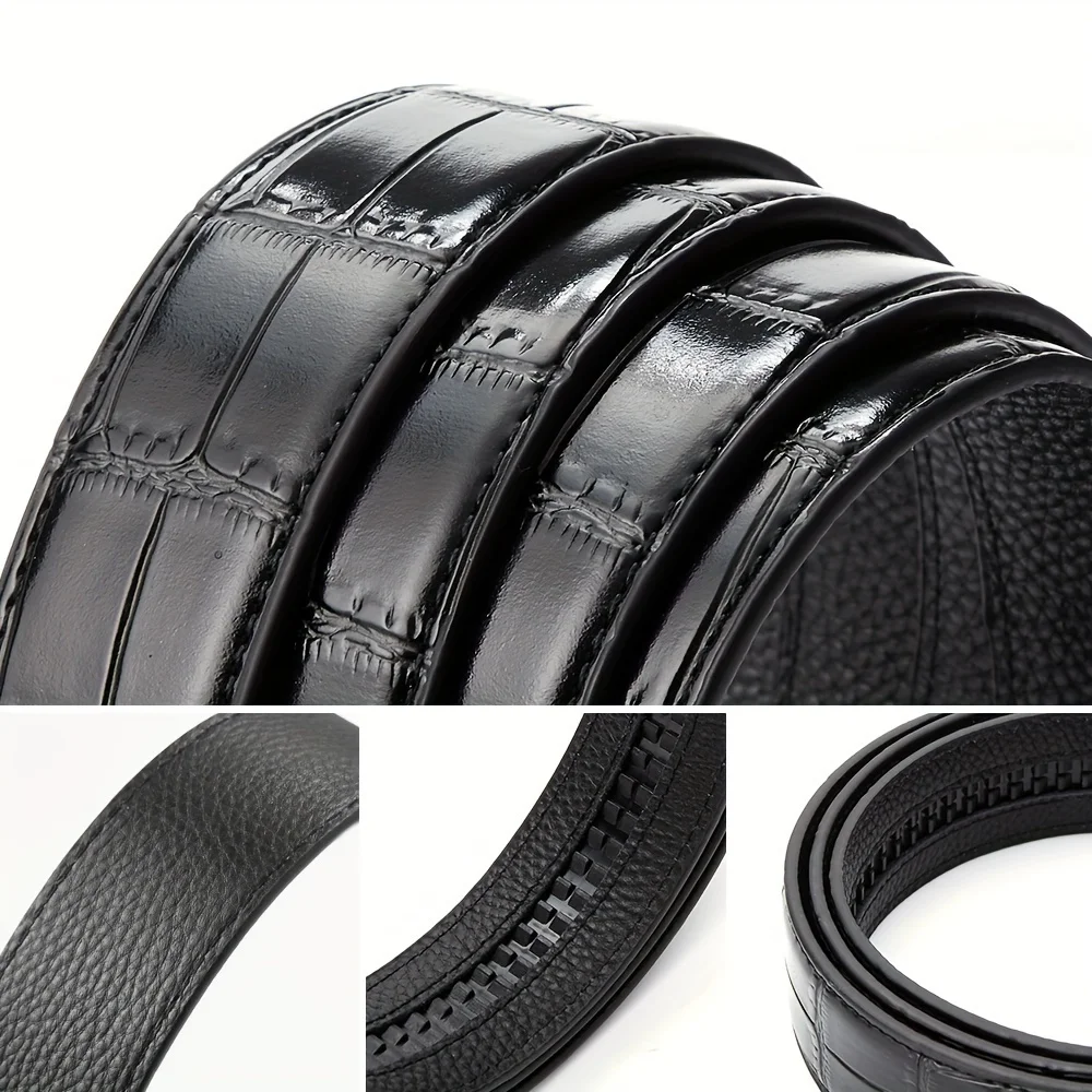 حزام رجال الأعمال الفاخر نمط التمساح سبيكة مشبك حزام جلد عالي الجودة حزام ناعم يقترن مع البدلة السراويل والجينز