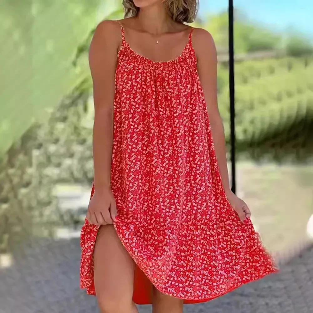 Sexy Jurk Met Bloemenprint Dames Jurk Met Bretels En Lijn Met Ruches, Losse Casual Strandjurk Club Feest Outfits Voor Dames