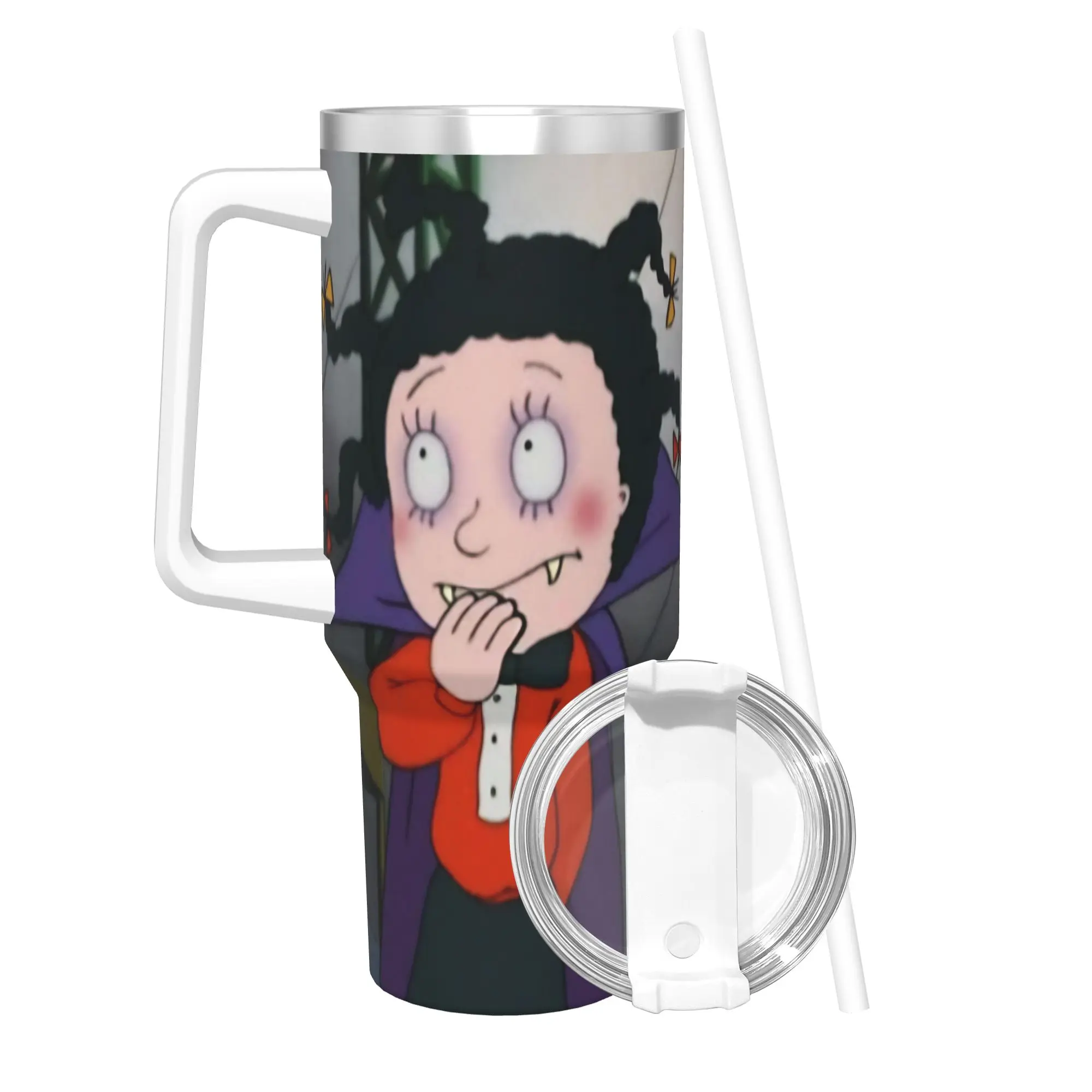 Mona The Vampire Anime Tumbler Vacuum Insulated  Coffee Cups Vacuum Flask Office Home Mugs Hot Cold Drink 40oz