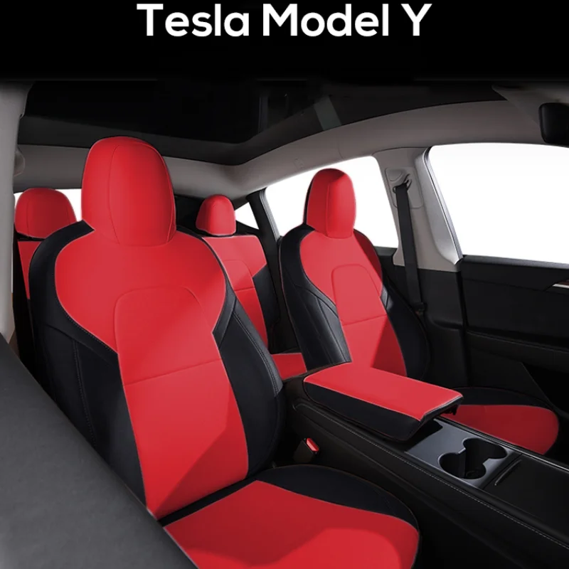 Voor Tesla Model Y Op Maat Gemaakte Autostoelhoes Accessoires Voor Tesla Y 360 Graden Volledig Beklede Duurzame Nappa Lederen Stoelhoes